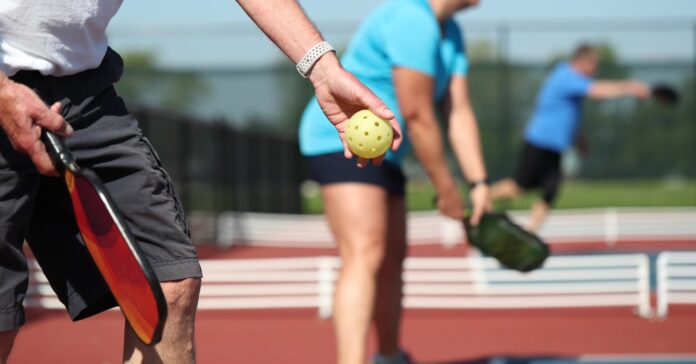 playing pickleball